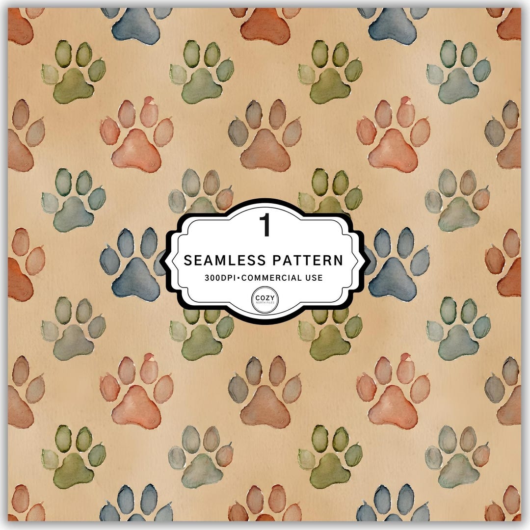 Paw Pattern Background Seamless Paw Print Pattern, Animal Digital Background - Etsy