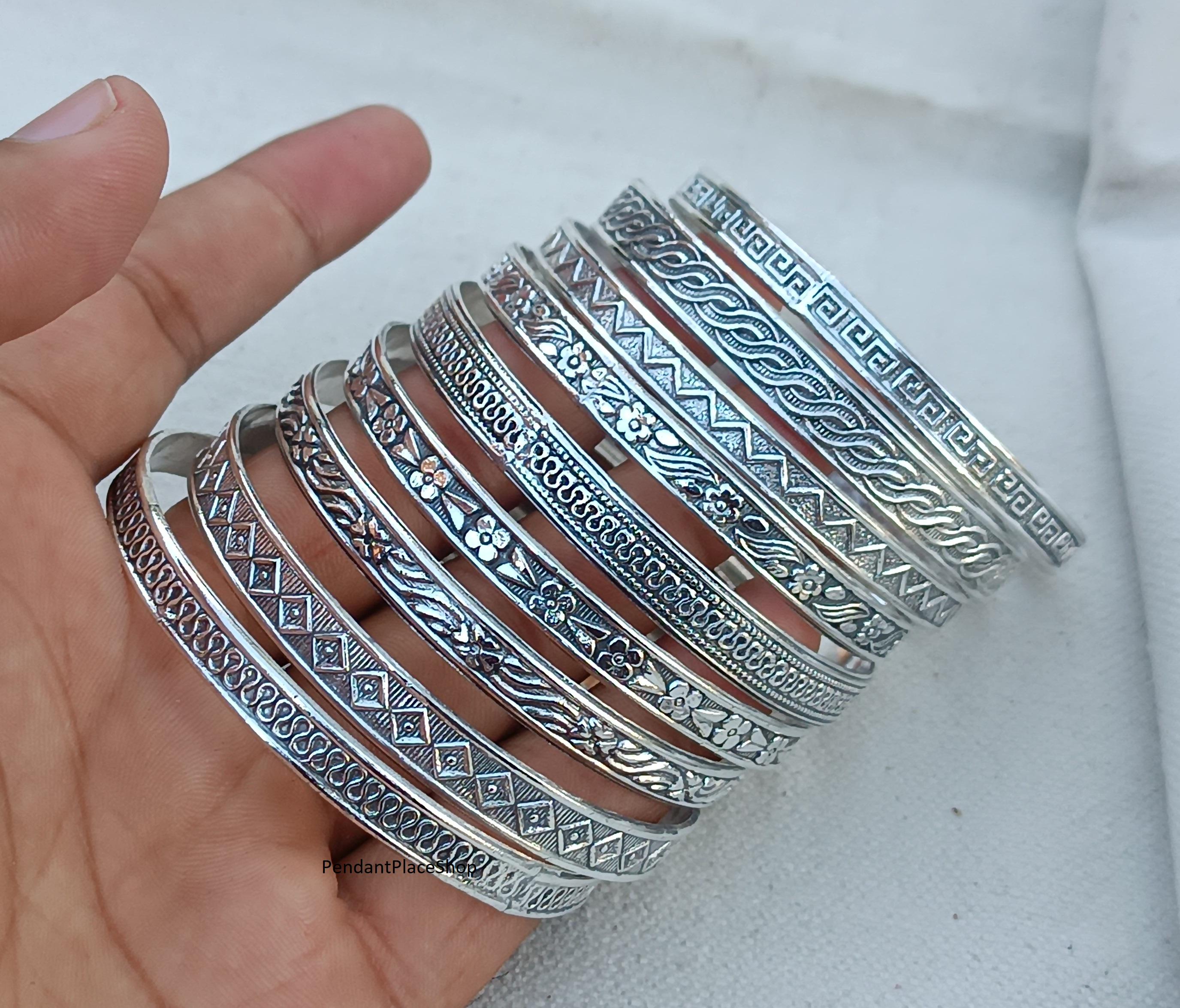 9-piece Sterling Silver Bangle Set: Handmade Women's Jewelry - Etsy
