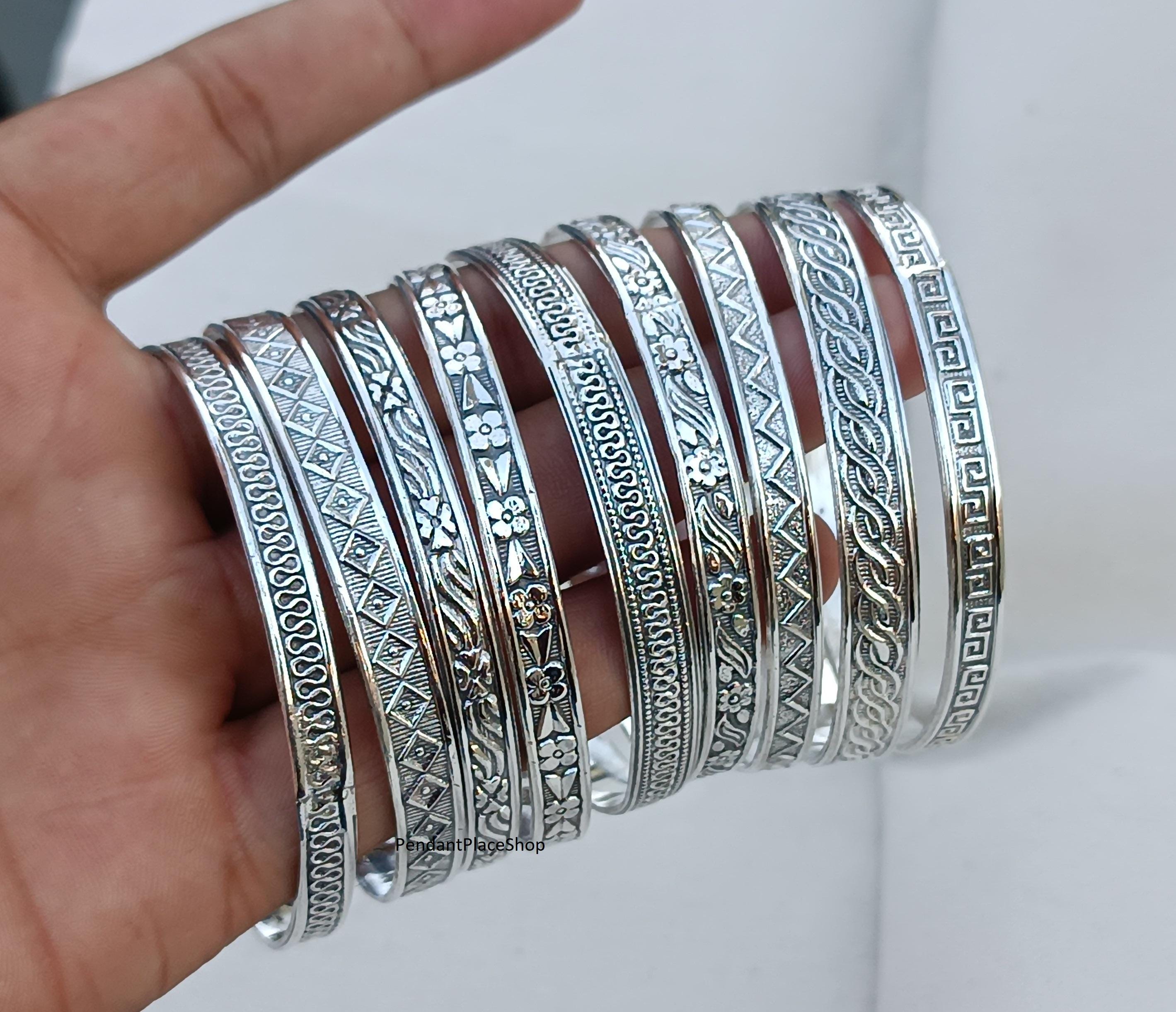 9-piece Sterling Silver Bangle Set: Handmade Women's Jewelry - Etsy
