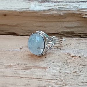 Moonstone Gemstone 925 Sterling Silver Band Ring Beautiful Round White Moonstone Band Ring Handmade Ring Gift For Her Women Band Rind