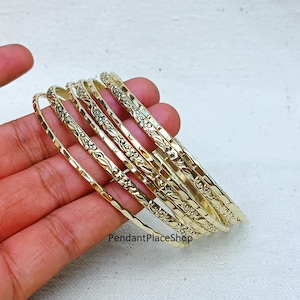 Handmade Brass Bangles Set: West Indian Stacking Bracelets