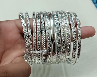 Sterling Silver Stacking Bangles - Semanario Set of 12