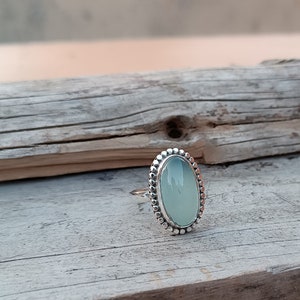 Natural Blue Chalcedony Ring, 925 Sterling Silver Ring, Handmade Ring, Designer Oval Gemstone Ring Statement Ring Gift For Her Ready to Ship image 8
