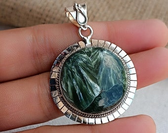 Seraphinite Pendant: Sterling Silver Gemstone Jewelry