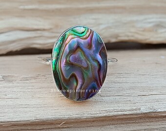 Abalone Shell Ring: Handmade 925 Sterling Silver Boho Ring