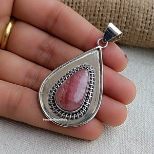 Rhodochrosite Pendant , 925 Sterling Silver Pendant , Handmade Pendant , Rhodochrosite Jewelry , Silver Pendant , Rhodochrosite Gemstone