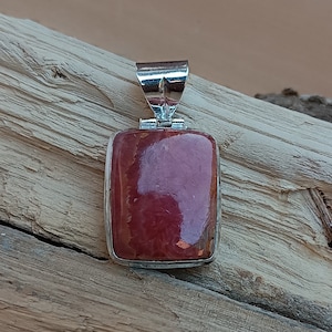 Handmade Rhodochrosite Pendant: 925 Sterling Silver, Gemstone
