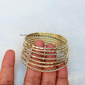 Handmade Brass Bangle Set: 7 Days Bangles, Statement Jewelry