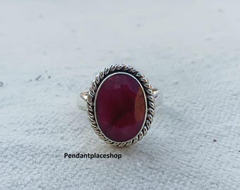 Handmade Sterling Silver Indian Ruby Statement Ring