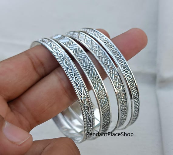 Handmade Sterling Silver Bangle Set: Stacking Jewelry - Etsy