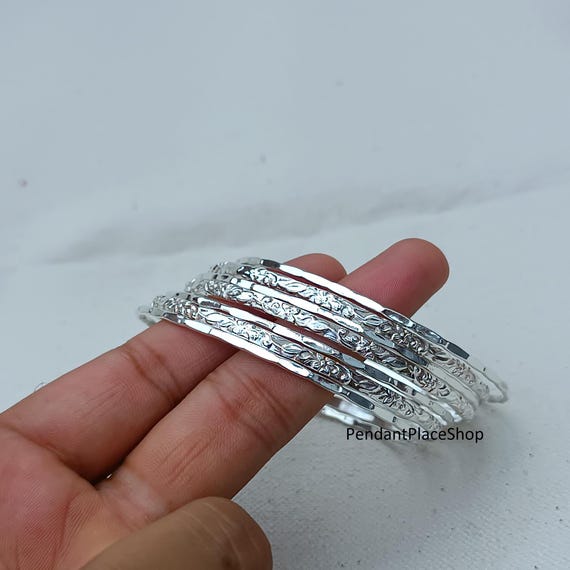 Sterling Silver Bangle Set: Semanario Stacking Bracelets - Etsy