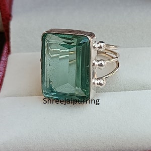 Handmade Aquamarine Ring: 925 Sterling Silver Band, Statement Jewelry