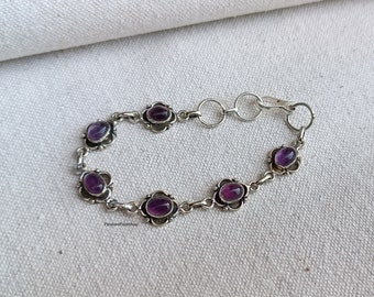 Amethyst Bracelet: 925 Sterling Silver Purple Gemstone Jewelry