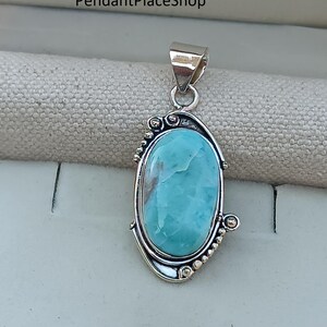Handmade Larimar Pendant: 925 Sterling Silver Gemstone Jewelry