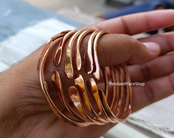 シンパシーオブソウル Seven Wires Twist Bangle Set of 7 Pure Copper Bracelet , Copper Wire Stacking Bangle