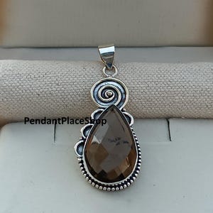 Smoky Quartz Pendant , 925 Sterling Silver Pendant , Handmade Pendant Jewelry , Pendant Necklace For Women , Smoky Quartz Jewelry ,Christmas