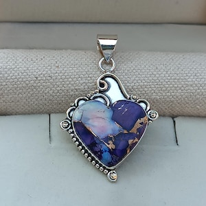Lila Dahlie Türkis Anhänger: 925 Sterling Silber