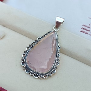 Rose Quartz Pendant , Rose Quartz Jewelry , 925 Sterling Silver Pendant, Gift For Mother , Pink Gemstone Pendant, Wedding Jewelry ,Silver