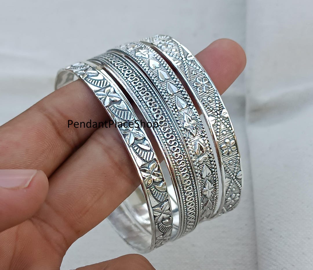 Handmade Sterling Silver Bangles: Women's Stacking Bangle Set of 4