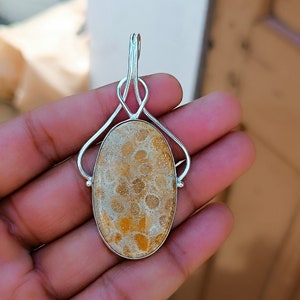 Handmade Fossil Coral 925 Sterling Silver Boho Pendant