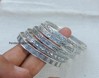 Handmade Sterling Silver Bangle Set: Western Indian Style - Etsy