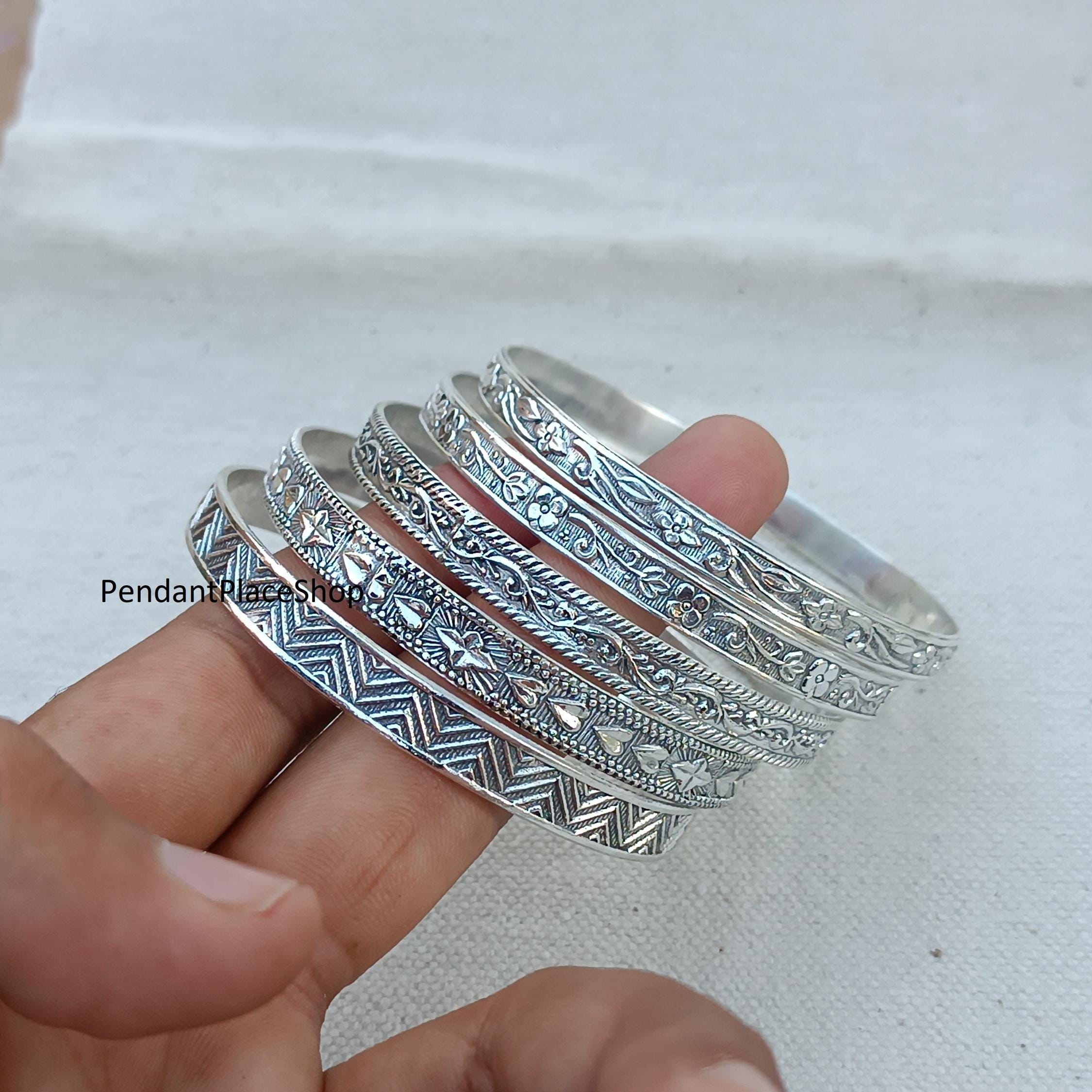 Handmade Sterling Silver Bangle Set: Western Indian Style - Etsy