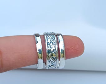 Set di 3 anelli in argento sterling, anello midi in argento, anello impilabile in argento, regali di Natale, anello in argento, set di anelli, anello fatto a mano