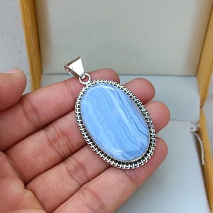 Blue Lace Agate Pendant, 925 Sterling Silver Pendant, Gemstone Pendant , Handmade Pendant, Jewelry Unique Pendant Amazing Gift For Pendant