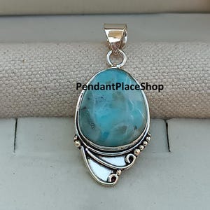 Natural Larimar Pendant, 925 Sterling Silver Pendant, Larimar Gemstone, Silver Pendant, Handmade Pendant, Larimar Jewelry Christmas Gift