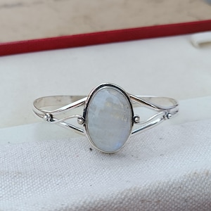 Handmade Sterling Silver Moonstone Bangle: Statement Cuff Jewelry