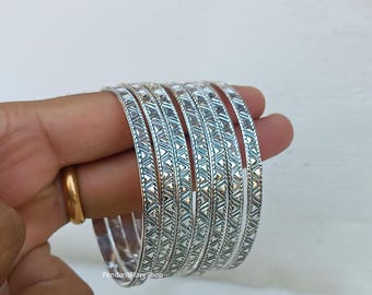 Set of 7 Sterling Silver Bangles: Handmade Women's Jewelry - Etsy