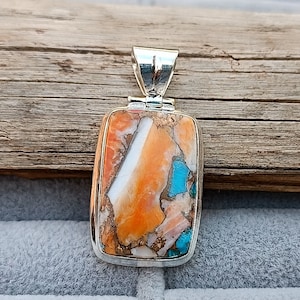 Handmade Oyster Turquoise Pendant: 925 Sterling Silver Statement Jewelry
