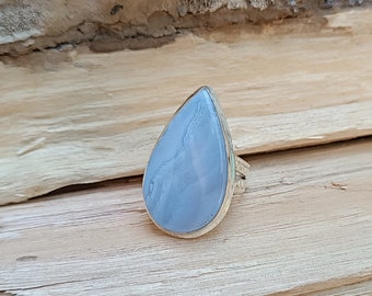 Blue Lace Gemstone Band Ring 925 Sterling Silver Band Ring Blue Lace Band Ring Handmade Ring Statement Ring Gift For Her Silver Jewelry