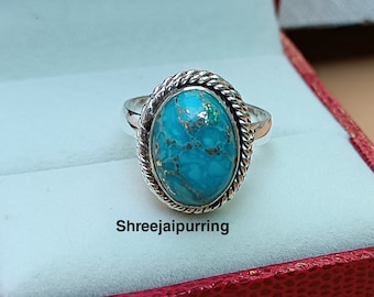 Anello In Argento Con Turchese Blu Rame Jeweloporium - Foto 4