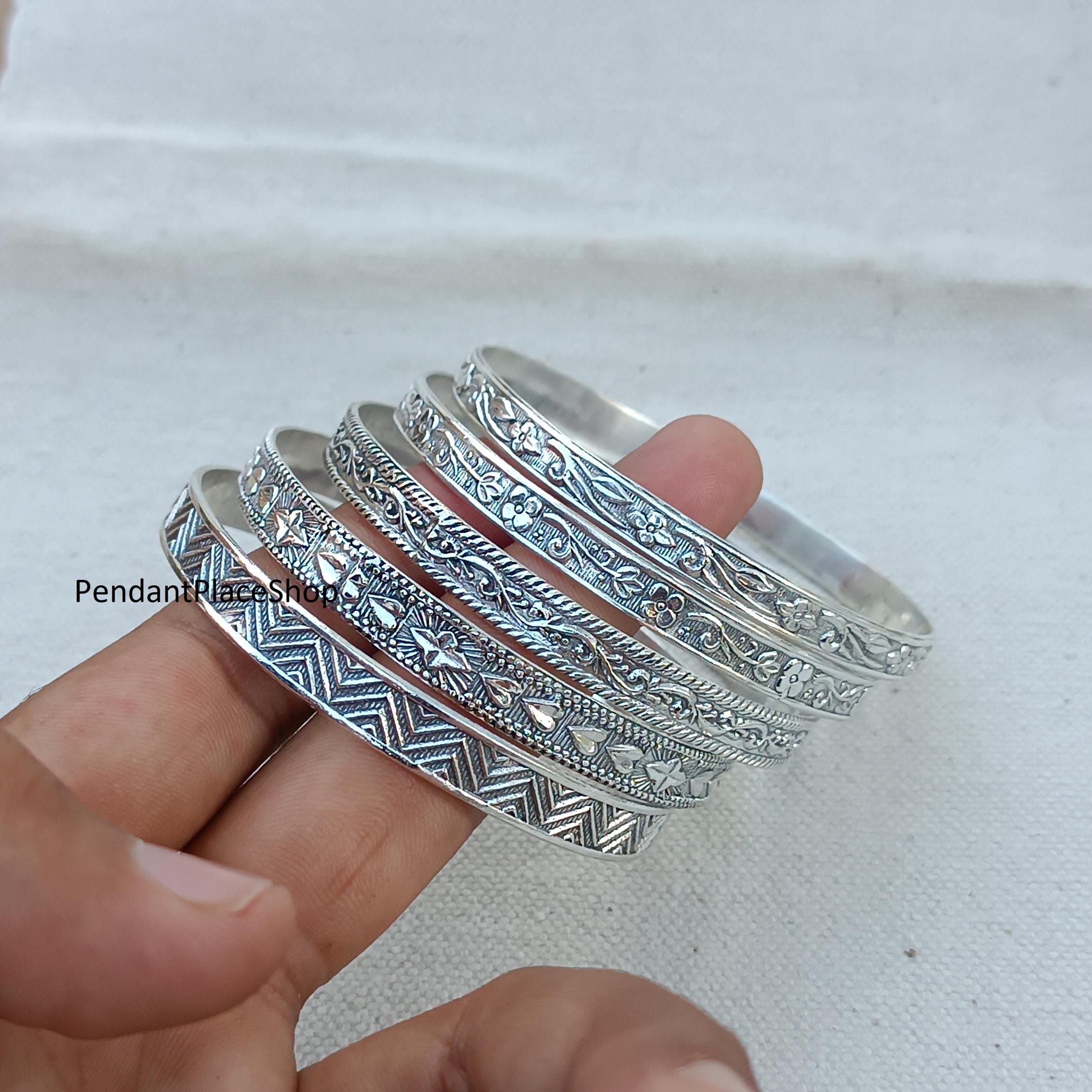 Handmade Sterling Silver Bangle Set: Western Indian Style - Etsy