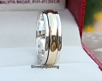 Spinner Ring* 925 Sterling Silver Band Ring* Handmade Ring* Silver Spinner Ring*Meditation Ring*Gift Her Ring*Brass Spinner Ring*