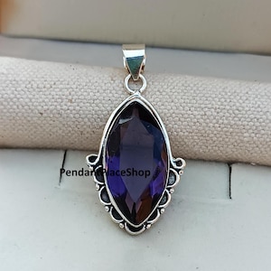 Tanzanite Quartz Pendant , 925 Sterling Silver Pendant , Tanzanite Sterling Silver Pendant , Tanzanite Jewelry , Gemstone Pendant