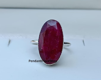 Handmade Sterling Silver Indian Ruby Ring: Statement Jewelry