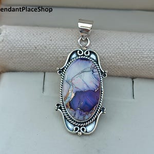 Lila Dahlie Türkis Anhänger: 925 Sterling Silber