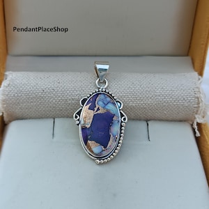Lila Dahlie Türkis Anhänger: 925 Sterling Silber