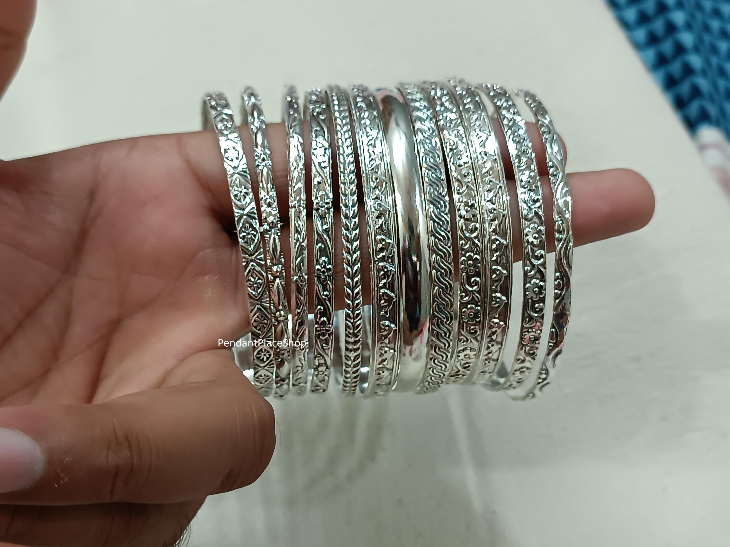 Sterling Silver Stacking Bangles - Semanario Set of 12 - Etsy