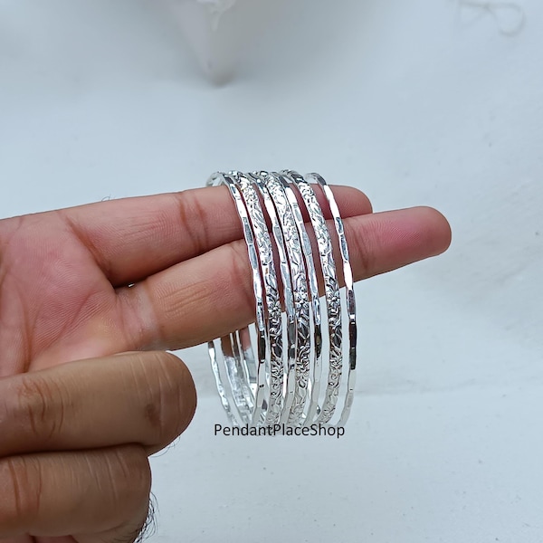 Sterling Silver Bangle Set: Semanario Stacking Bracelets