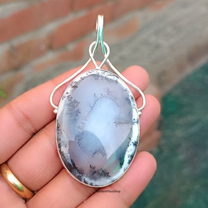 Dendritic Opal Pendant, Solid 925 Sterling Silver Pendant, Dendritic Opal Jewelry, Birthday Gift, Dendritic Opal necklace, Uniq Gift for her