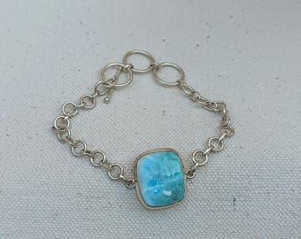 Bracelet larimar , Bracelet en argent sterling 925 , Bracelet fait main , Bijoux en argent , Bracelet de pierres précieuses , Bijoux de mariage , Cadeaux pour elle