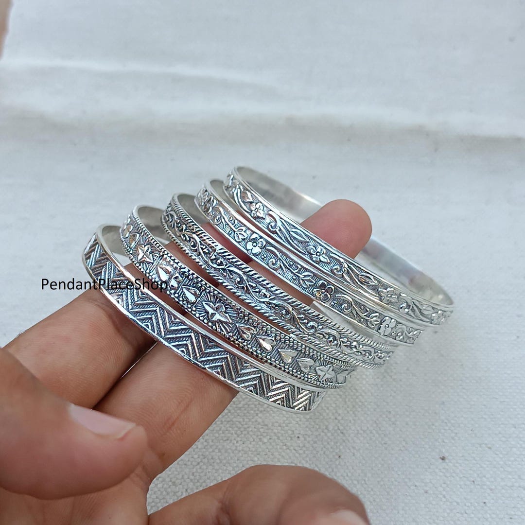 Handmade Sterling Silver Bangle Set: Western Indian Style - Etsy