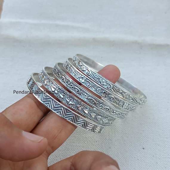 Handmade Sterling Silver Bangle Set: Western Indian Style - Etsy