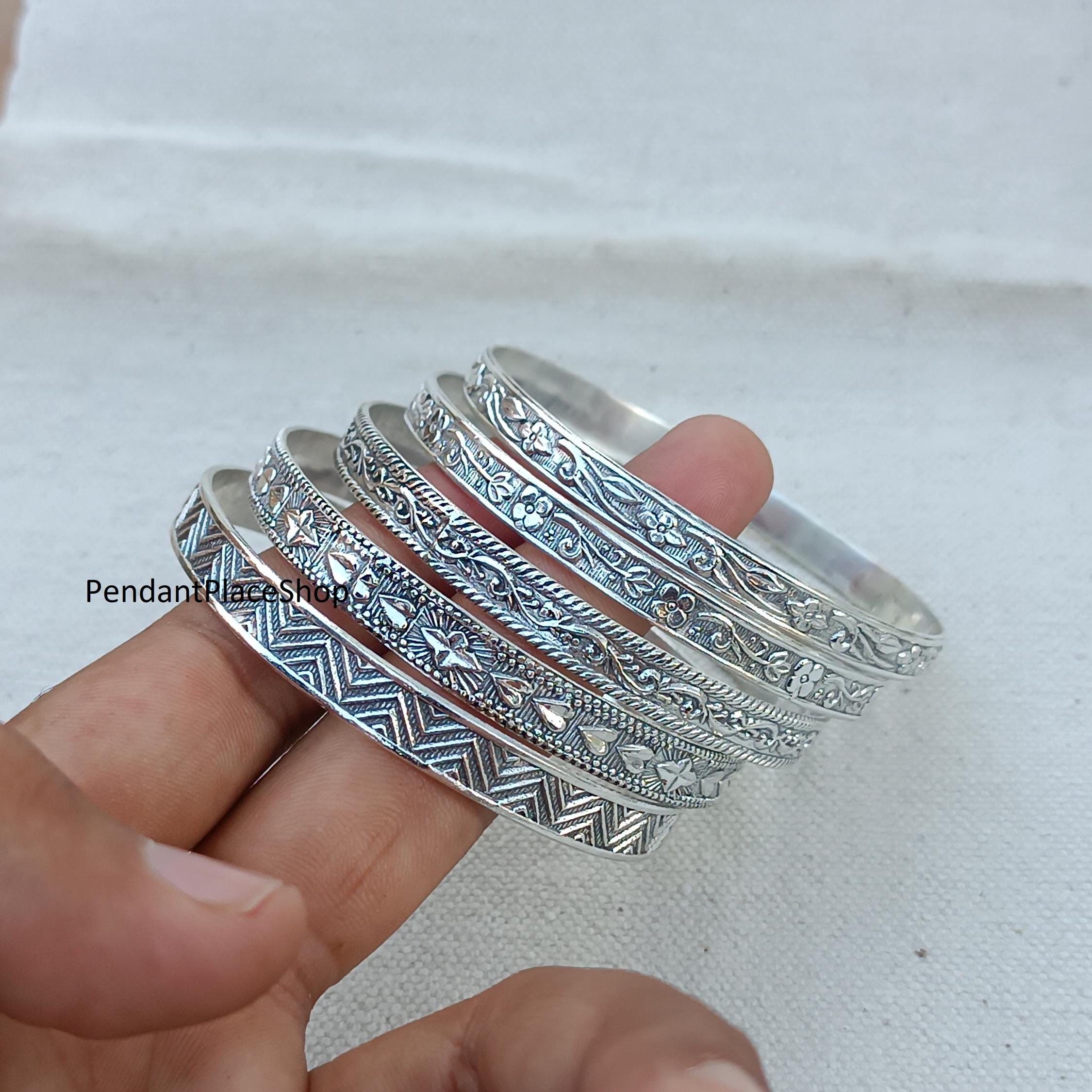 Handmade Sterling Silver Bangle Set: Western Indian Style - Etsy