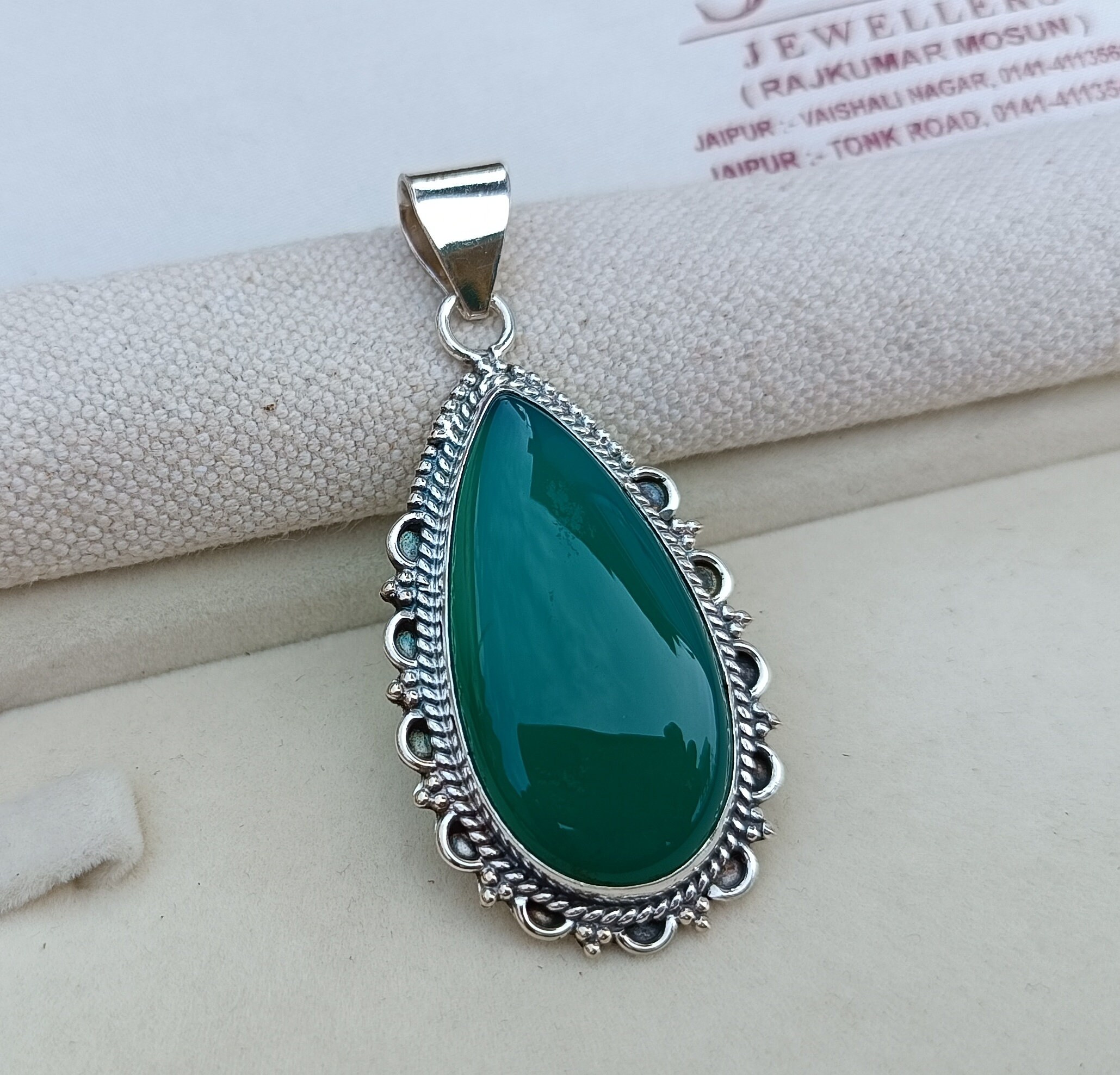 Green Onyx Sterling Silver Pendant - Handmade Jewelry - Etsy