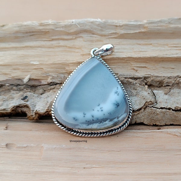 Dendritic Opal Pendant, Dendritic Opal Necklace, 925 Silver Pendant, Dendritic Agate Pendant, Natural Dendritic Opal Sale valentine day gift