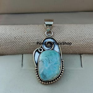 Natural Larimar Pendant, 925 Sterling Silver Pendant, Larimar Jewelry, Women Pendant, Silver Jewelry, Gift For Her, Christmas Pendant,